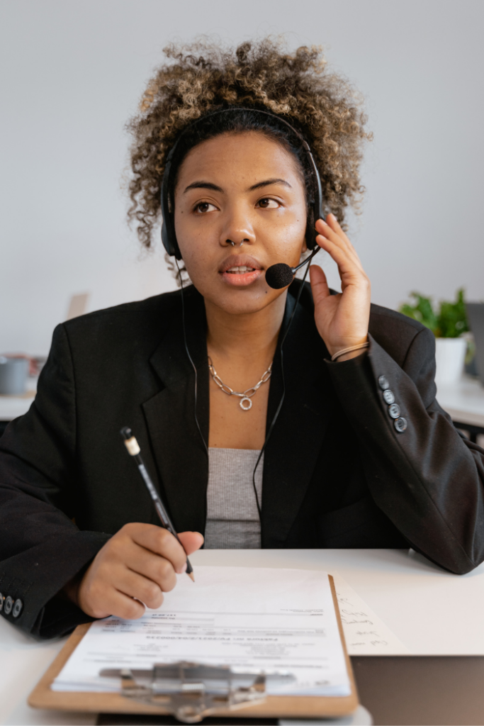 girl with headset training